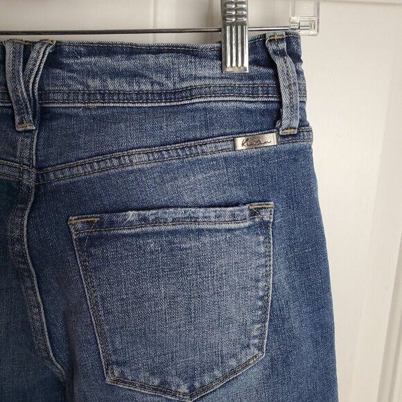 Kancan Ankle Crop Jeans Womens 7 27 Raw Hem Medium Wash Midrise Classic Stretch - Picture 10 of 12